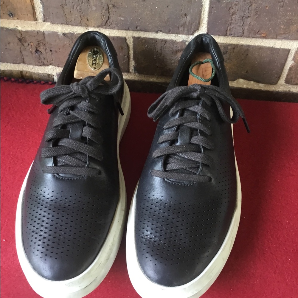 Men's Black Lace-Up Sneakers with White Sole